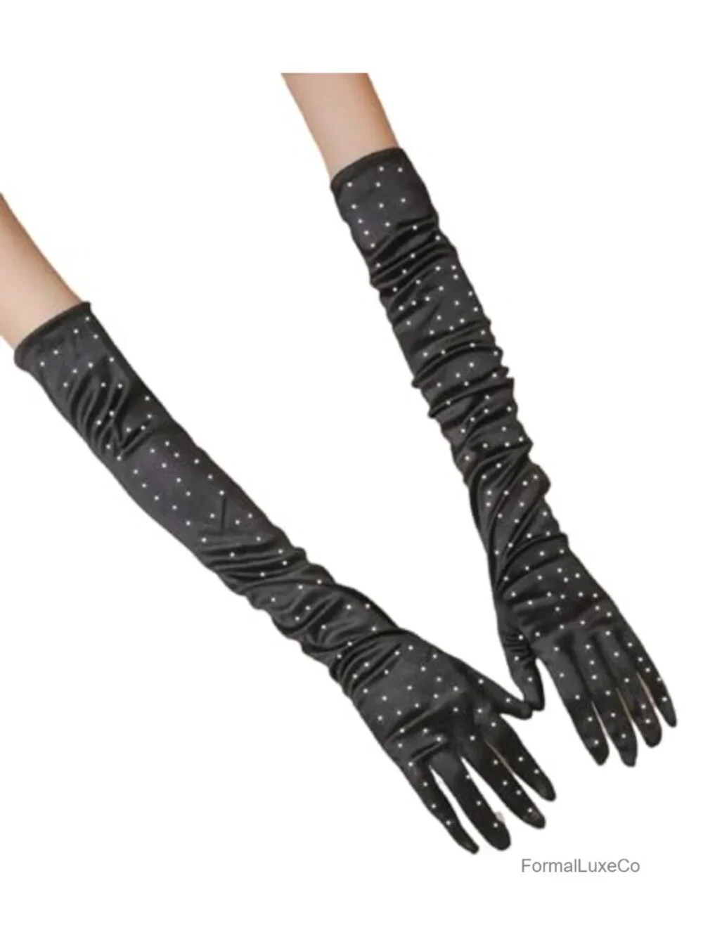 Rhinestone Glitter Gloves Long Satin Opera Gloves Sparkle Arm Sleeve Party